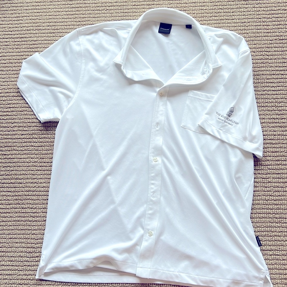 Men’s Dunning white Ritz Carlton Grand Cayman short sleeve  button up XL